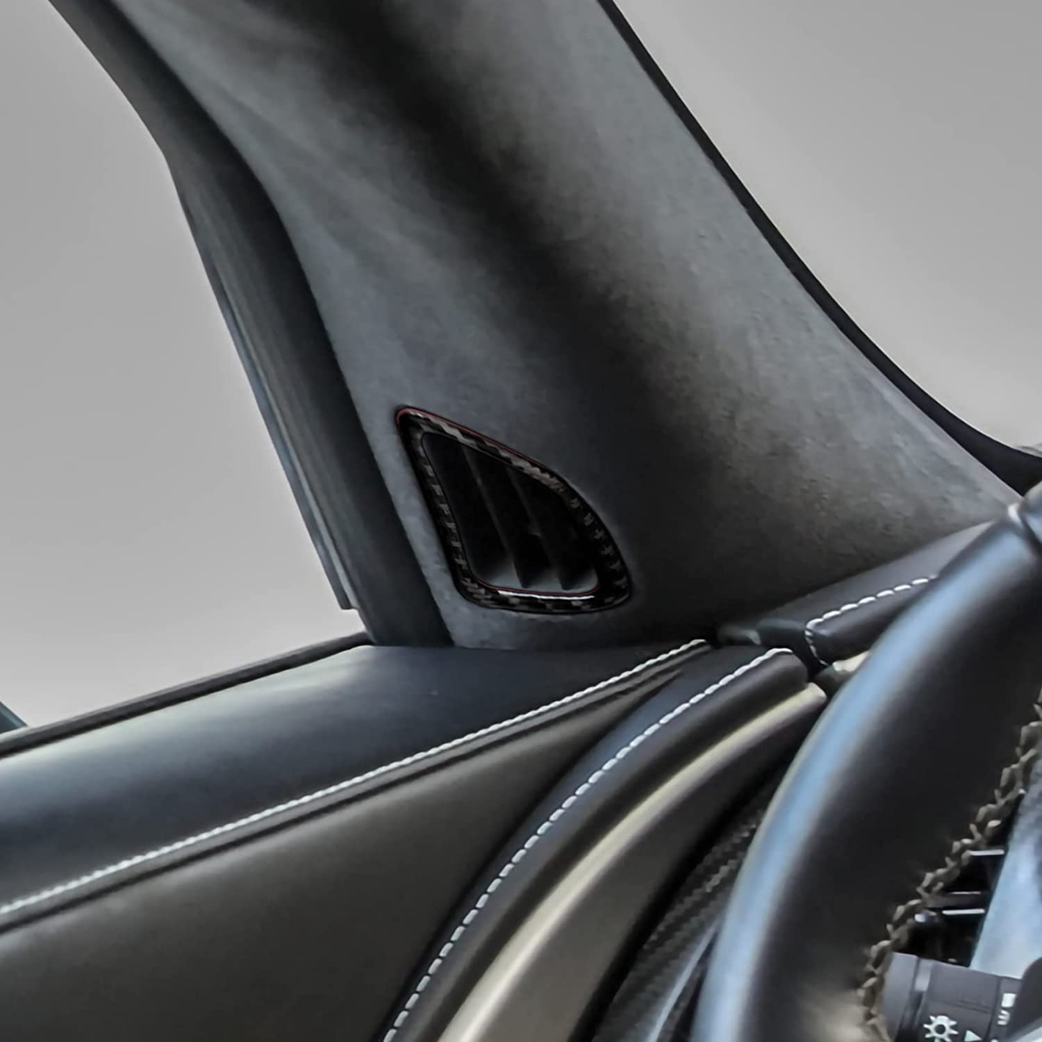 C7 Car Side Door Speaker Sticker Decal Carbon Fiber Interior Trims Accessories Cover for C7 2014 2015 2016 2017 2018 2019 - Delicate Leather