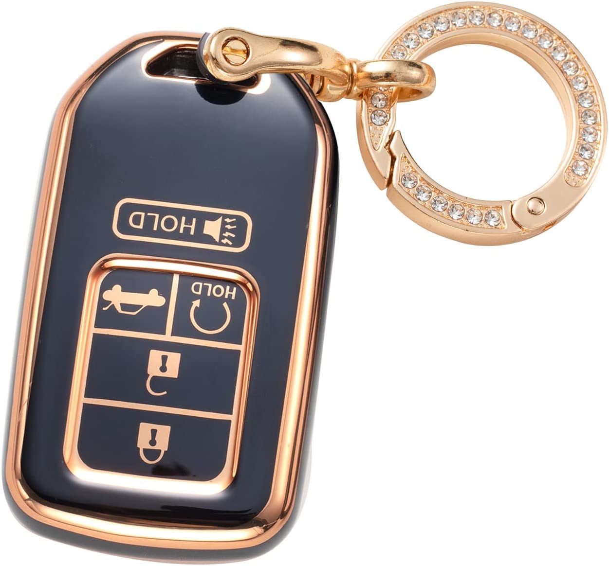 Key Fob Cover Case with Keychain Compatible with 2017-2021 Civic Accord Pilot CR-V 5 Buttons Smart Key