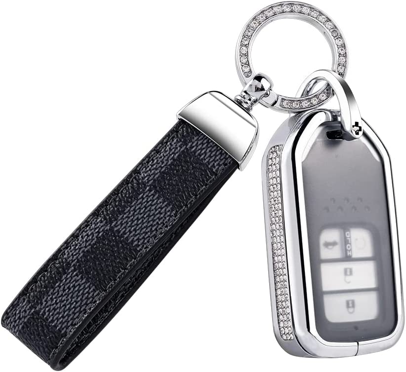 Bling Key Fob Cover Ridgeline Fit Passport Accessories Car Key Case Smart Remote Keys Protection with Keychain 1PC - Delicate Leather