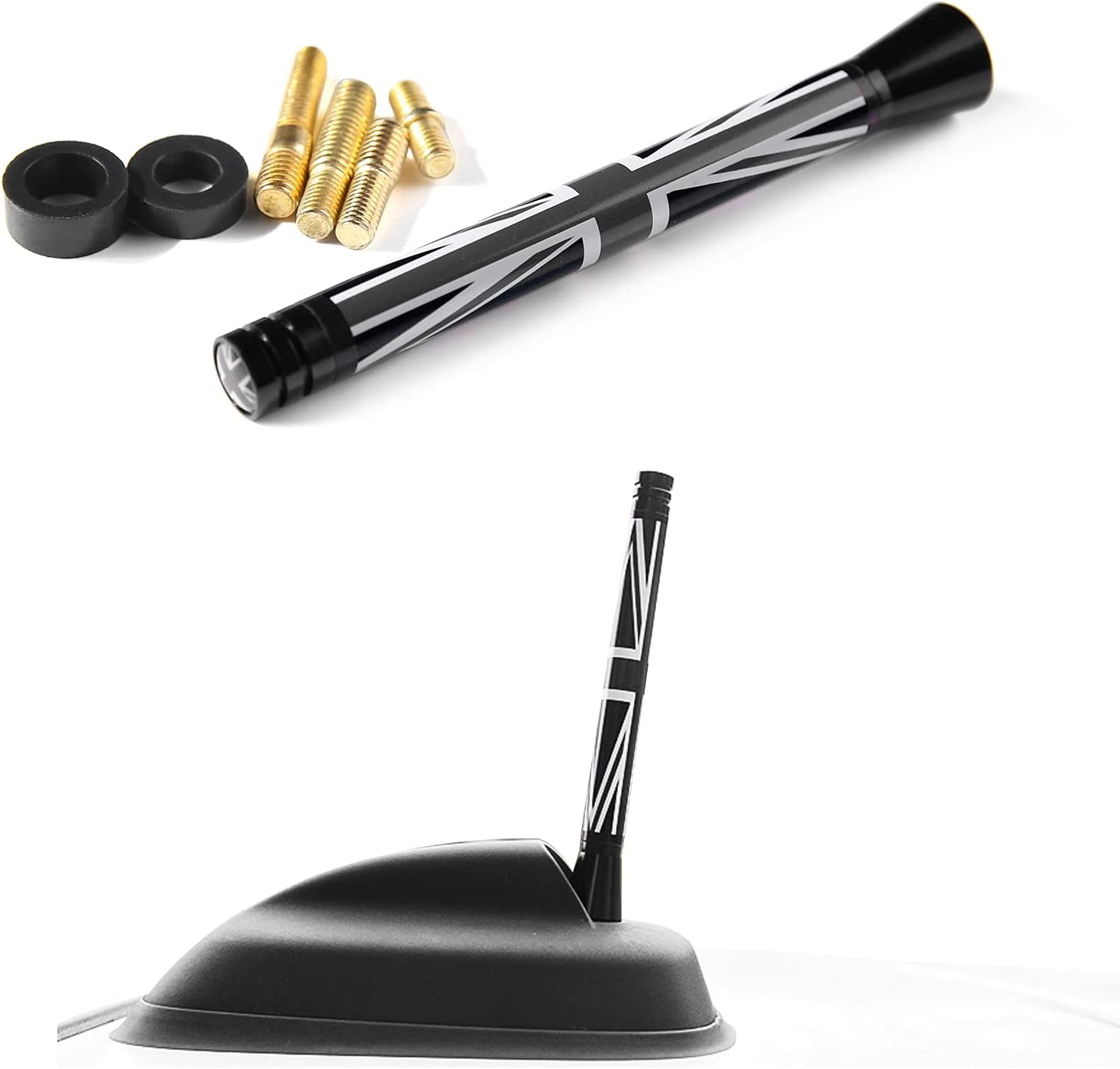 Antenna 4.2 Inch Union Jack UK Flag Short Antenna Compatible with Cooper All Models Cooper S JCW Hardtop 2/4 Door Convertible Countryman Clubman Roadster Peaceman - Delicate Leather