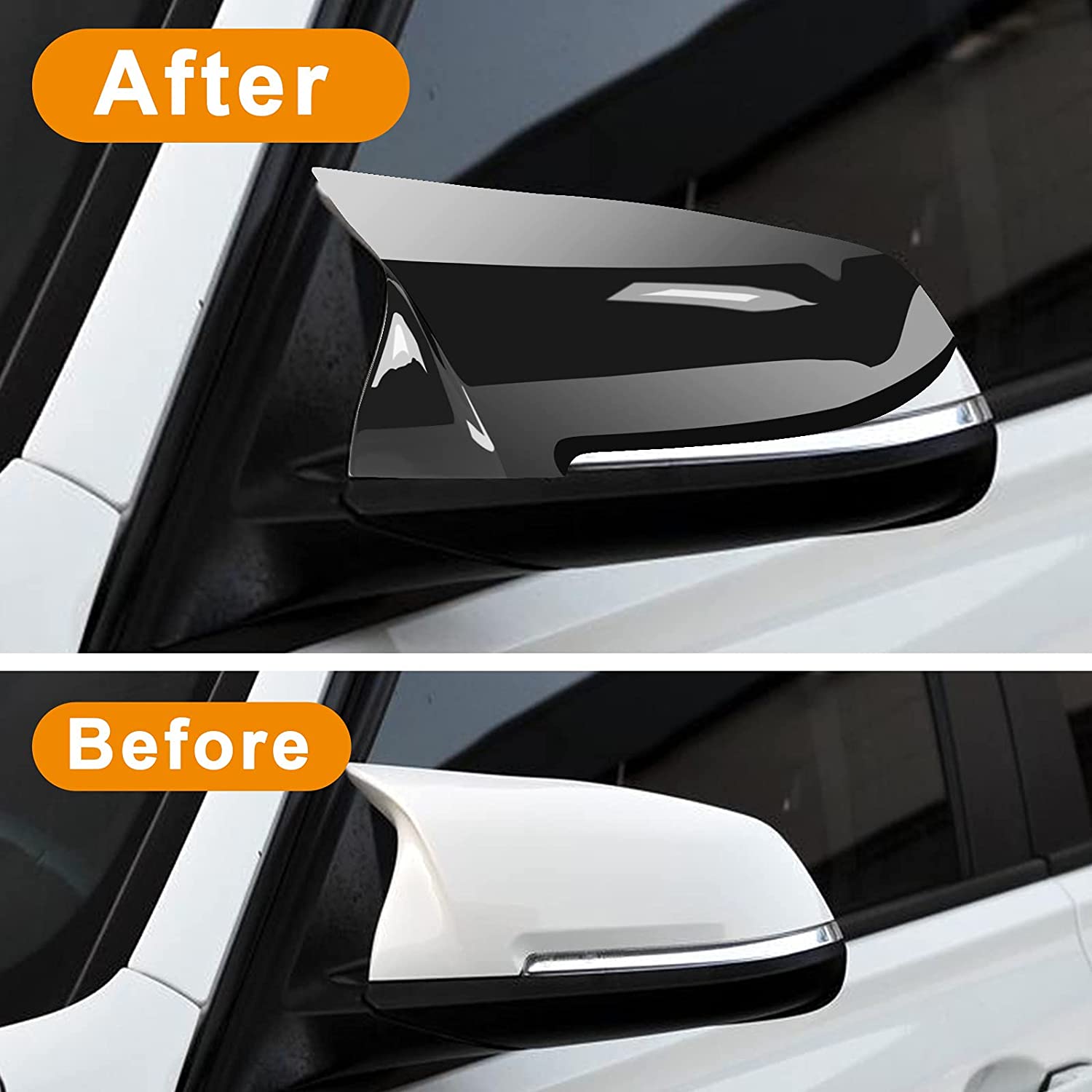 Door Mirror Covers,Glossy Black Replacement Rearview Side Mirror Covers Caps Rearview Replacement for F20 F22 F23 F30 F31 F32 F33 F36 F87 M2 X1 E84 - Delicate Leather