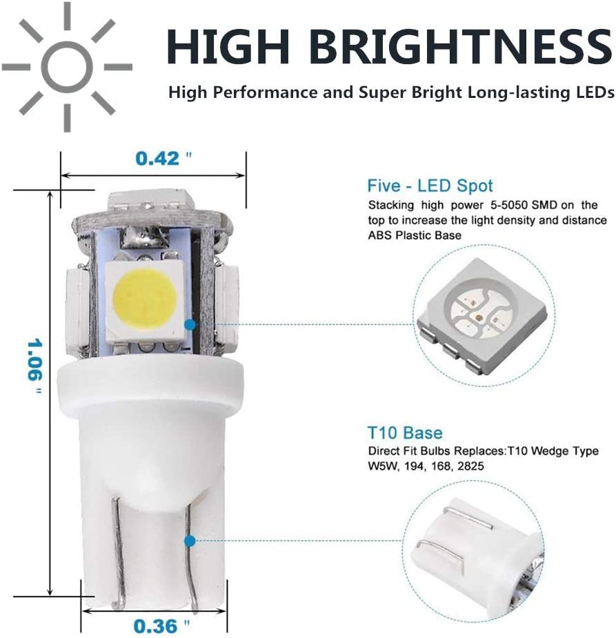 5 X Cab Marker Light Smoke Cover White LED, Cab Roof Running Light, Accessories Light Compatible with 1999-2016 Ford F150 F250 F350 F450 F550 F650 E150 E250 E350 Super Duty Pickup Truck - Delicate Leather