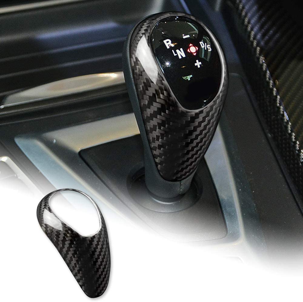 Gear Shift Knob Cover Interior Trim for M2 F87 M3 F80 M4 F82 M5 F83 F10 F12 F13 X5M F85 X6M F86 Accessories, Carbon Fiber - Delicate Leather