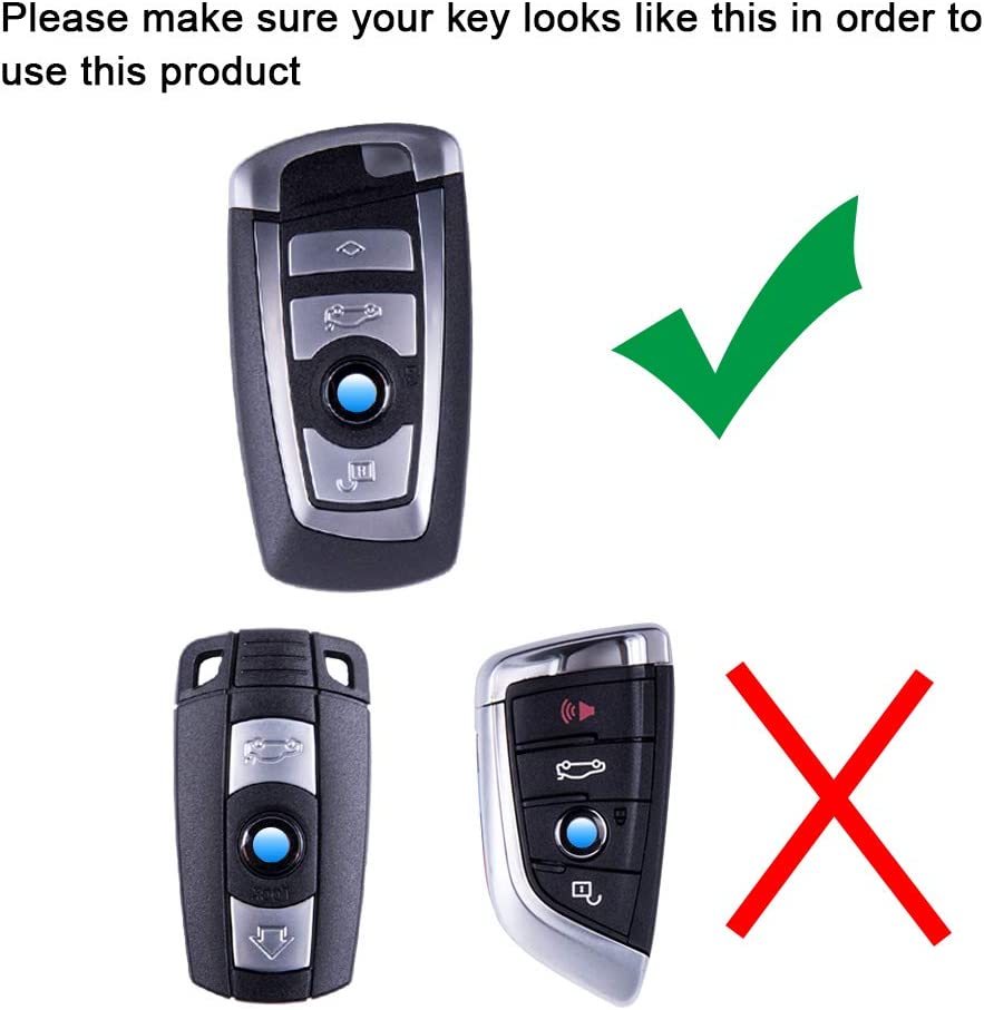 Key Fob Holder Protector Compatible with Remote Fob, M-Colored Stripe Black Carbon Fiber Pattern Leather Key Cover with Keychain - Delicate Leather