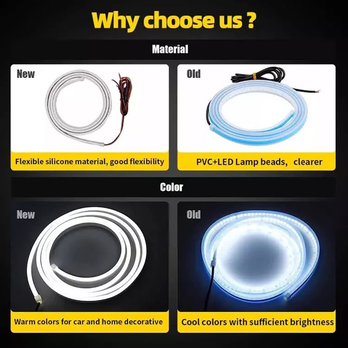 Car Hood LED Strip Lights, 59 Inch Flexible Headlights Waterproof Exterior Car Led Light Daytime Running Light Strips Hood Light for Car, Truck - Delicate Leather