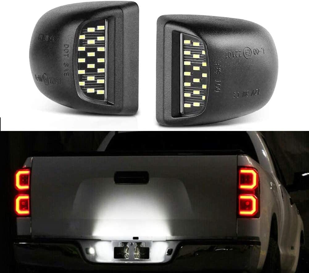 2x LED License Plate Light Lamp Assembly Replacement Accessories Compatible with Silverado 1500 2500 3500 Suburban Tahoe Sierra 1500 2500 3500 Yukon XL Escalade - Delicate Leather