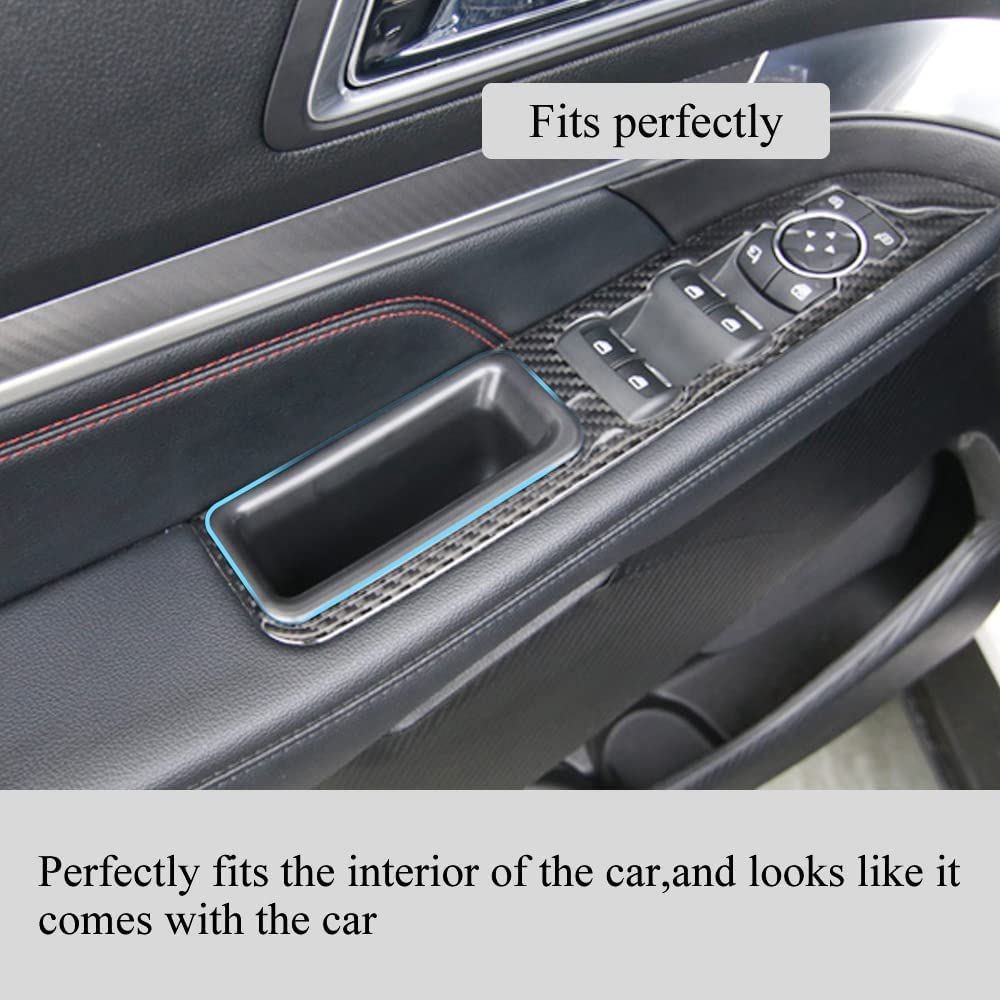 Front Row Door Side Storage Box Compatible with Ford Explorer 2016 2017 2018 2019 Armrest Phone Container Door Organizer Handle Pocket ABS Tray Insert Glove Pallet - Delicate Leather