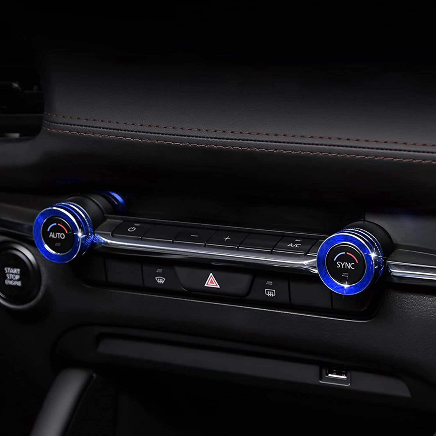 2 PCS Compatible with CX-5 Accessories Sporty Car Auto AC Air Conditioning Knob Cover Trims Center Console Interior Decoration Sticker - Delicate Leather