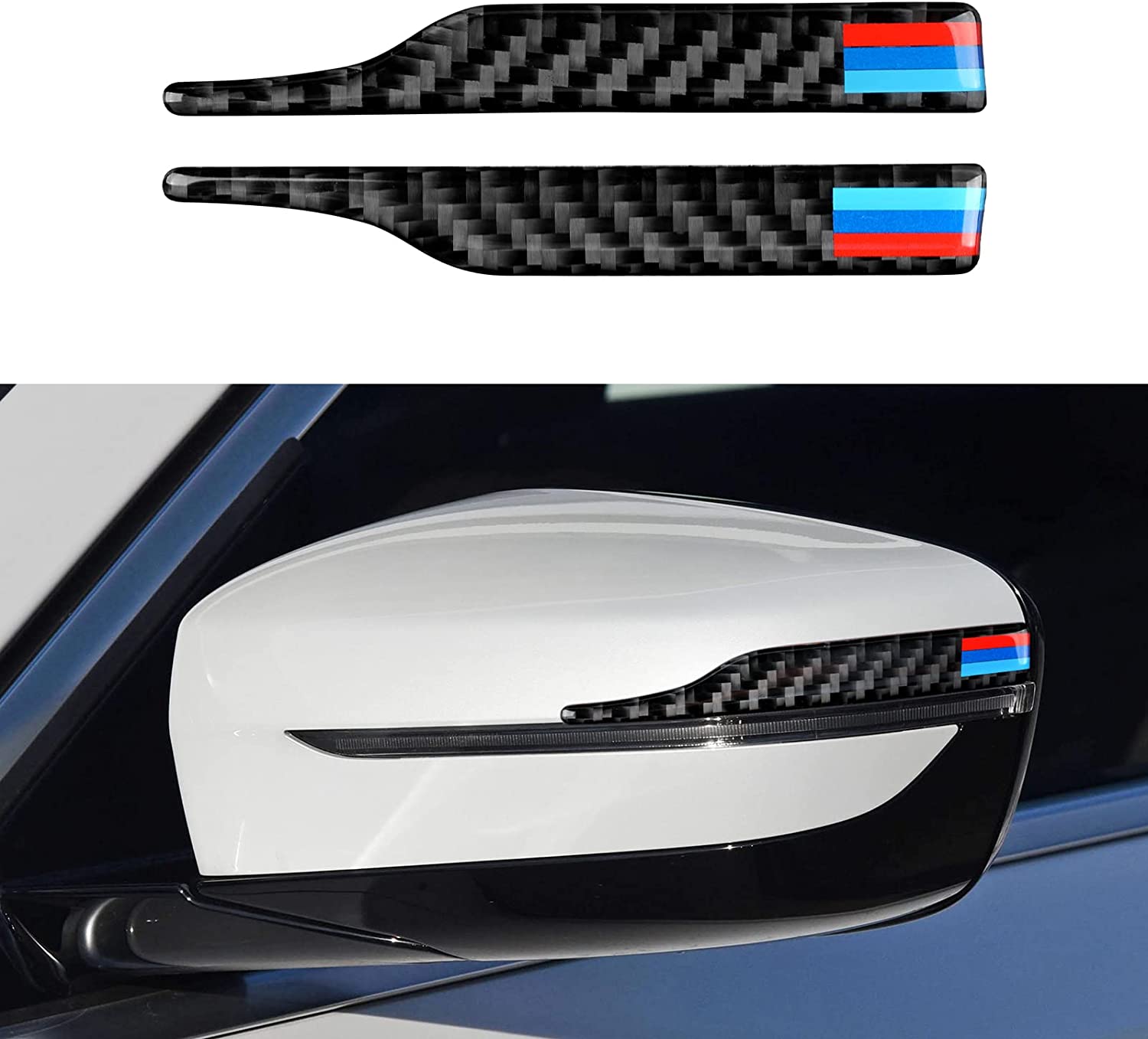 2PCS Universal Rearview Mirror Protector Sticker Anti Collision Strips Carbon Fiber Decal Trim Compatible with BMW 1 2 3 4 5 6 7 Series X1 X2 X3 X4 X5 X6 Accessories - Delicate Leather
