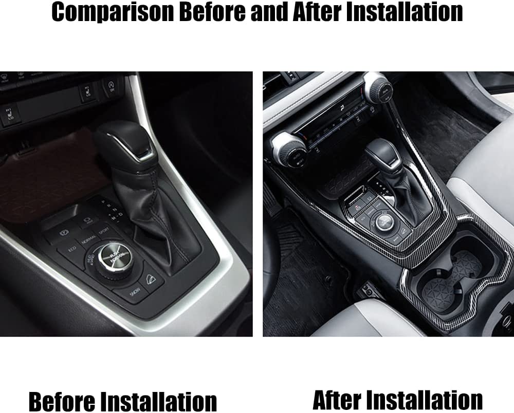 RAV4 ABS Carbon Fiber Grain Gear Shift Box Panel Trim Gear Shift Frame Decal Center Console Panel Cover Trim for RAV4 2019 2020 2021 2022 Interior Accessories(2PCS) - Delicate Leather