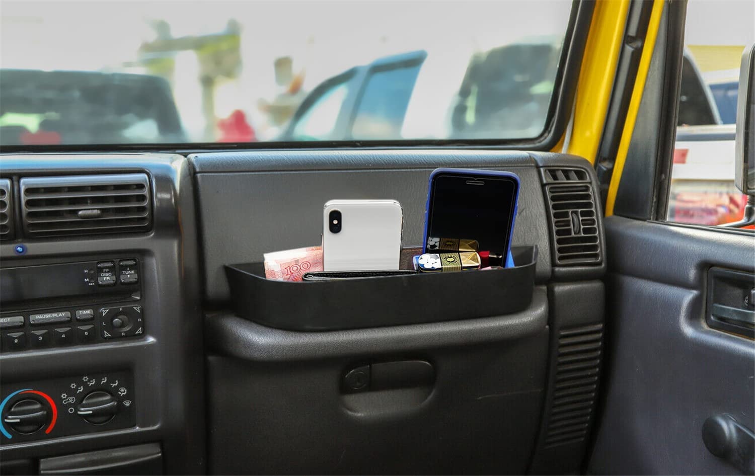 TJ Co-pilot Passenger Grab Bar Storage Tray Organizer Box for 1997-2006 Wrangler TJ SE Sport Sahara Rubicon Sport Utility Black Interior Parts Accessories - Delicate Leather