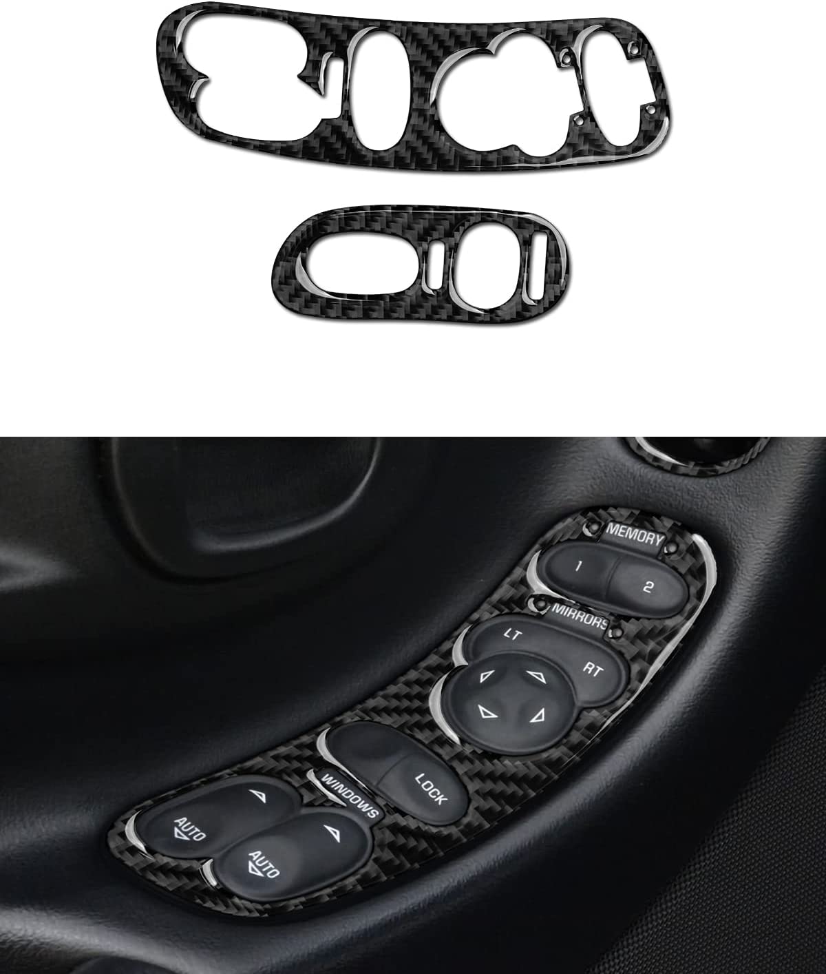 Carbon Fiber Car Window Lift Switch Sticker Decal Interior Trim Cover for C5 1998 1999 2000 2001 2002 2003 2004 Accessories - Delicate Leather