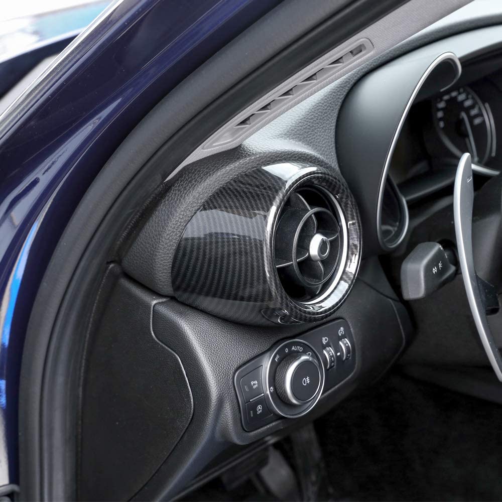 Alfa Romeo Giulia 2017 2018 Carbon Fiber Style ABS Plastic Front Side Air Conditioning Cover Frame Trim - Delicate Leather