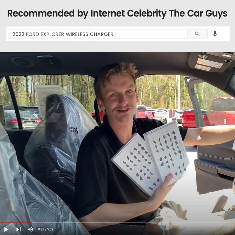 Wireless Car Charger for Ford Explorer Center Control Accessories 2022 2021 2020, with USB Ports Compatible Wireless Charging Pad fit for Explorer Base XLT Limited ST Platinum Explorer Limited Hybrid - Delicate Leather