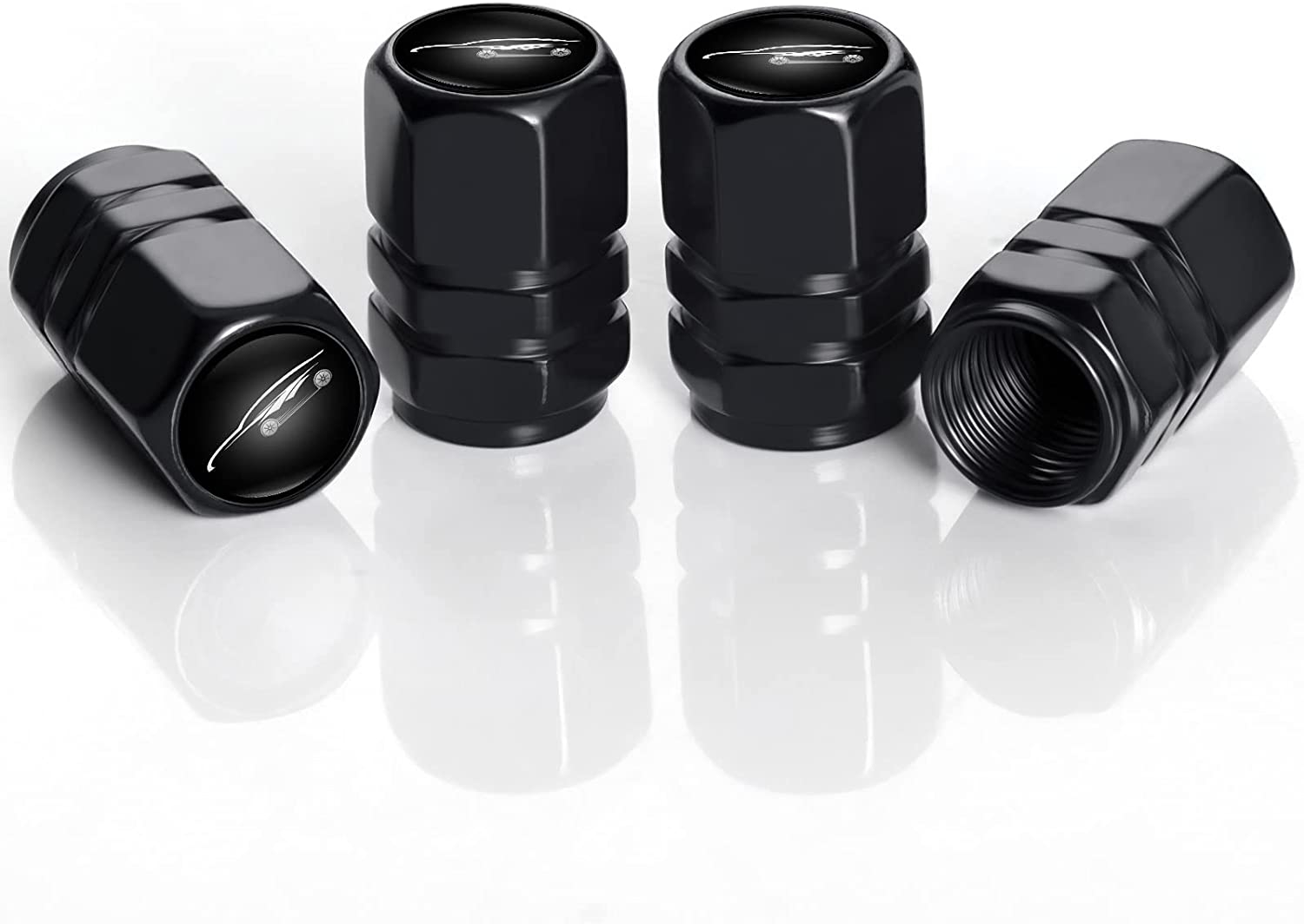 Tire Valve Stem Caps,Metal Air Valve Cap,Wheel Stem Caps for Styling Decoration Accessories,4 Pcs - Delicate Leather