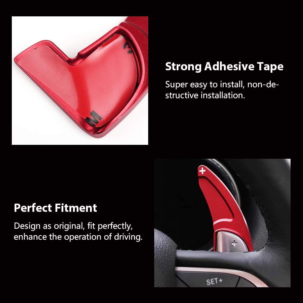 2Pcs Steering Wheel Shift Paddles Metal Shift Paddle Blade Steering Paddle Shifter Extension Interior Cover Trim Decoration Accessory for Grand Cherokee 2014 2015 2016 2017 2018 2019 2020 - Delicate Leather