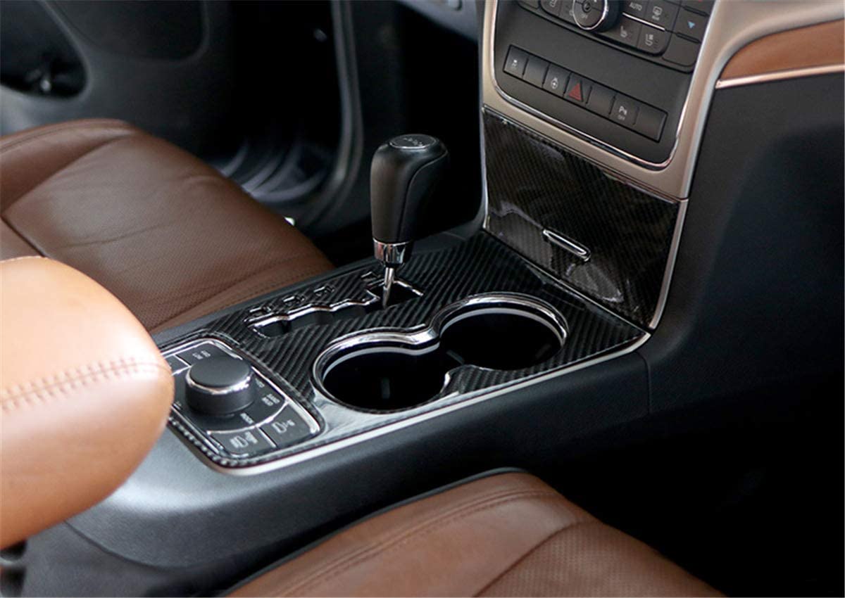 eep Grand Cherokee 2011 2012 2013 Interior Accessories Real Carbon Fiber Center Console Cup Holder Cover Trim - Delicate Leather