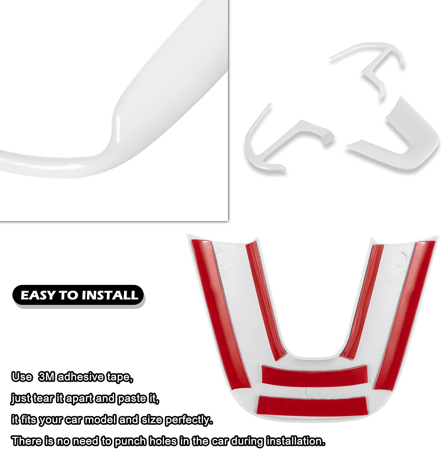 Steering Wheel Cover Trim Interior Accessories for 2015-2021 Challenger & Charger, for 2014-2021 Durango for Grand Cherokee SRT8 (white) - Delicate Leather