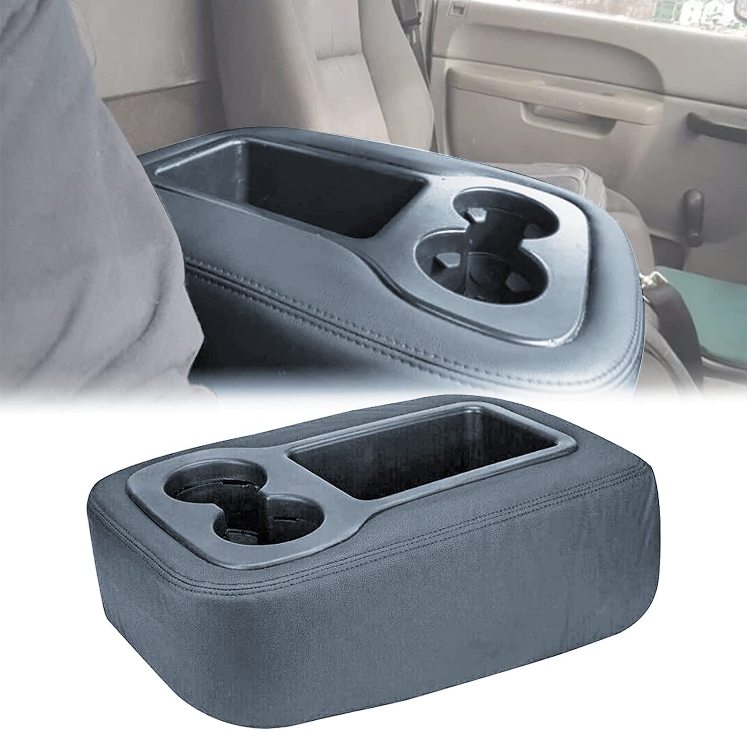 Seat Armrest Cover Compatible with Silverado Tahoe Avalanche Suburban Sierra Yukon Center Console Cover with Zipper Design - Delicate Leather