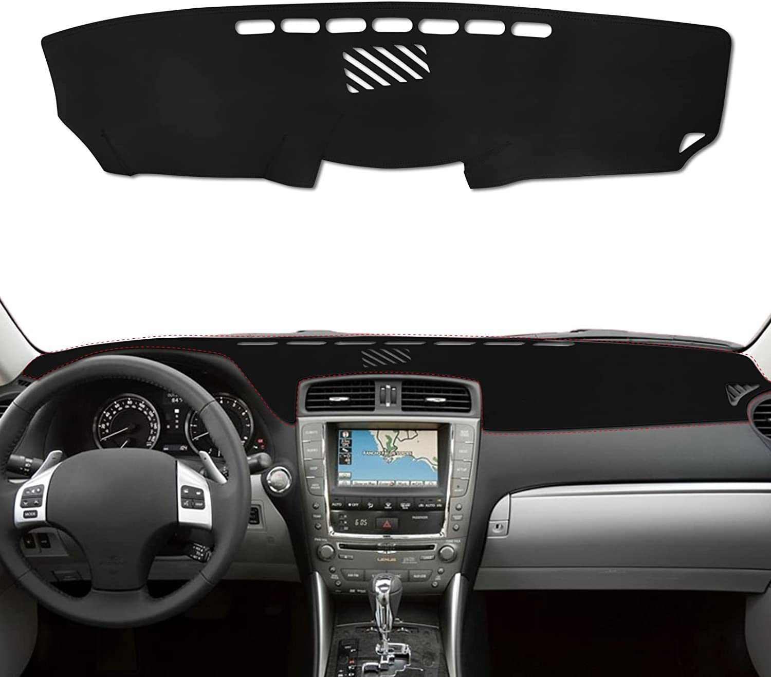 Car Dashboard Cover,Leather Anti-Slip Dash Cover Mat for IS250 IS350 2006-2011,Interior Dash Board Protecter Covers - Delicate Leather