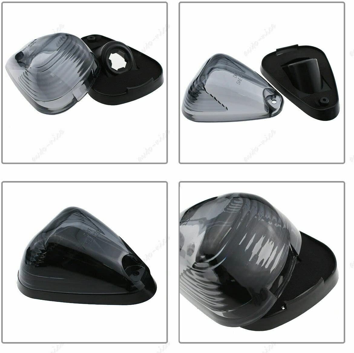 5X Black Smoke Lens Cab Roof Marker Running Lamps w/Blue LED Lights - Delicate Leather