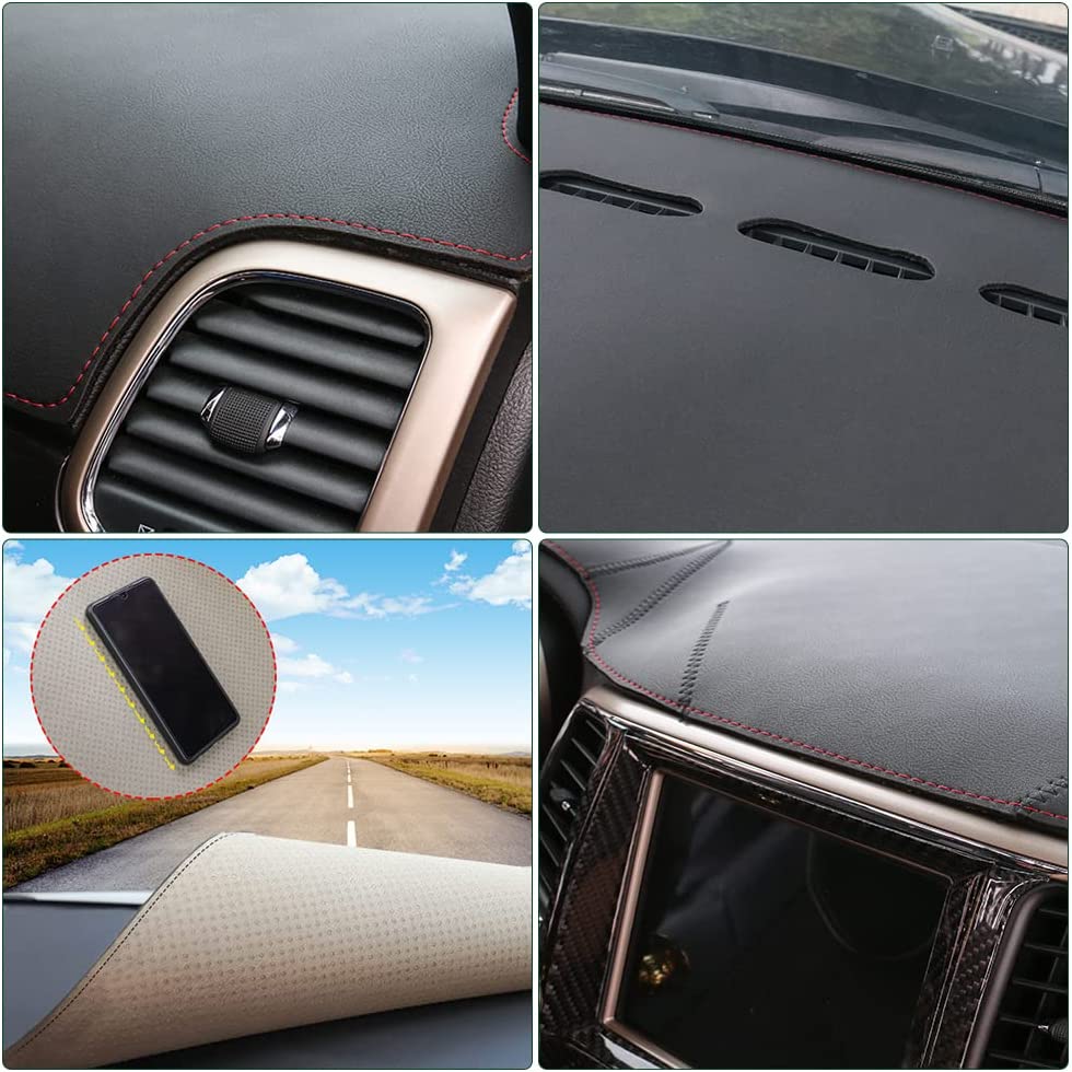 Dashboard Covers for Grand Cherokee Accessories 2011-2022 Center Console Cover Car Interior Dash Board Sun Shade Mat Anti-Slip Protector Pad - Delicate Leather