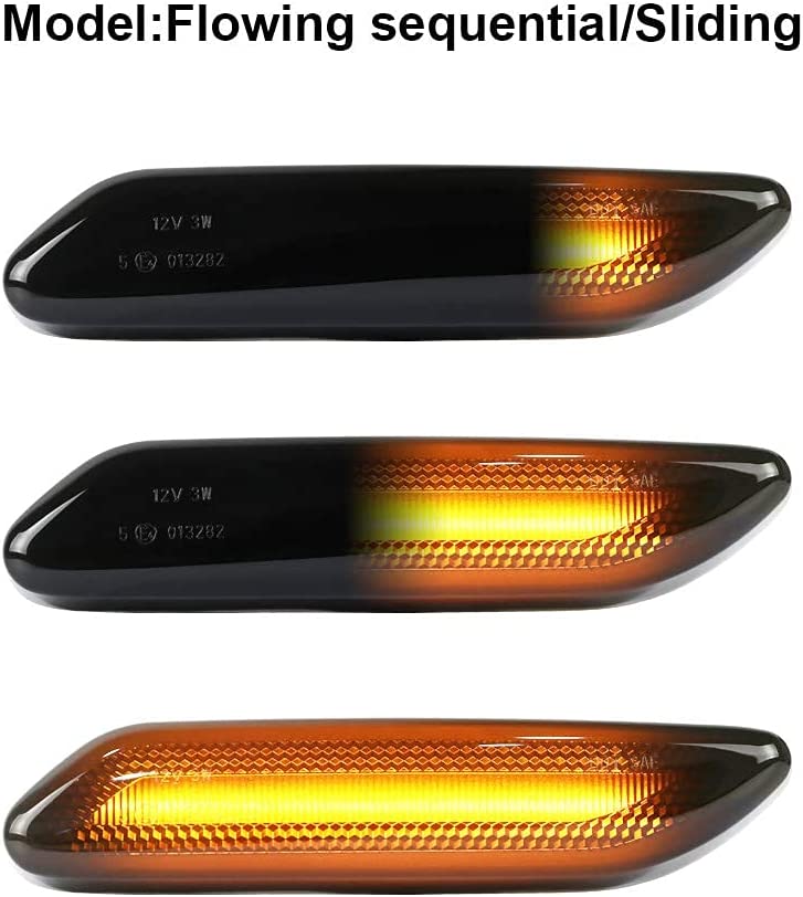 LED Front Fender Side Marker Lights Assembly Smoke Lens Turn Signal Lamp Replacement for R60 R61 Countryman Paceman, 2 Pcs - Delicate Leather