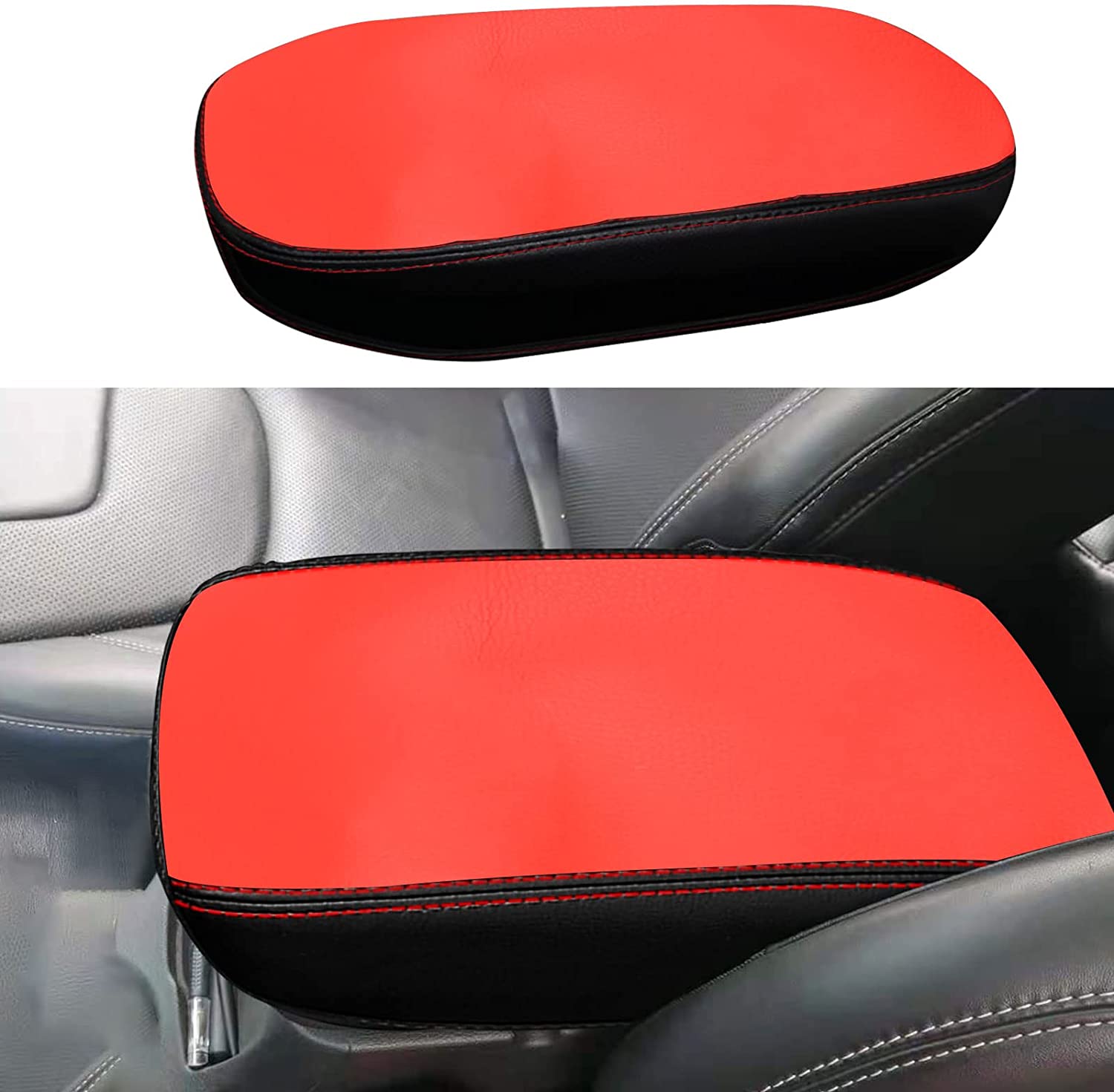 Center Console Cover Replace for 2016-2021 Cherokee, Waterproof Anti-Scratch Leather Armrest Cover Seat Box Protector for Cherokee