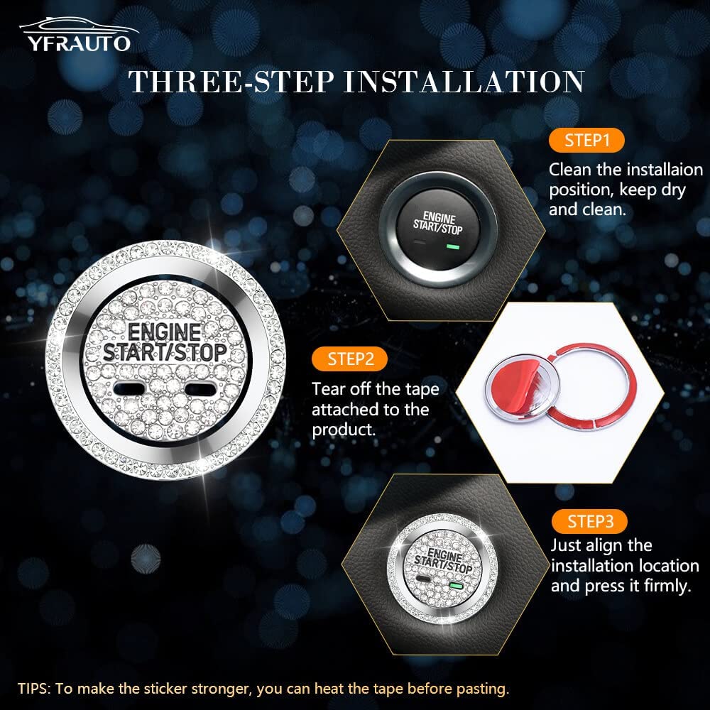 Engine Start Stop Covers for Bling Equinox Accessories Malibu Impala Tahoe Traverse Trax Interior Accessory Button Cover Stickers 2Pcs - Delicate Leather