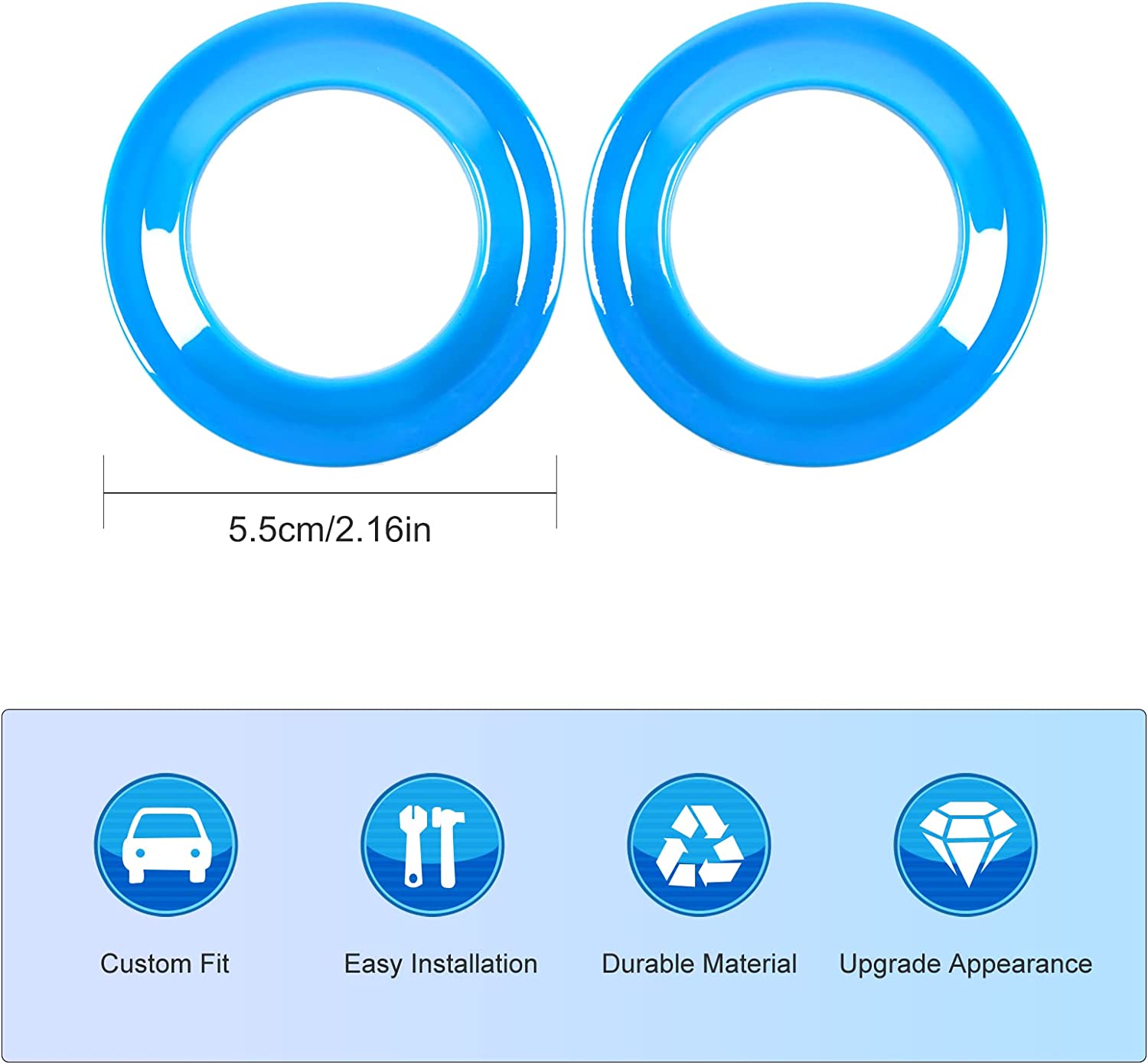 A Pillar Speaker Decoration Cover Trim Stickers Car Interior Accessories for 2007-2014 Wrangler JK JKU (Light Blue) - Delicate Leather