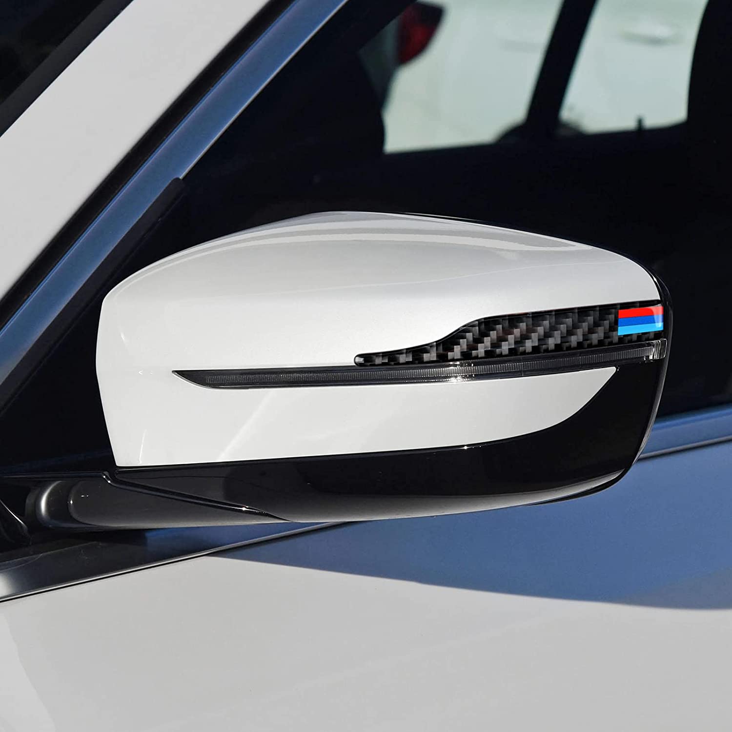 2PCS Universal Rearview Mirror Protector Sticker Anti Collision Strips Carbon Fiber Decal Trim Compatible with BMW 1 2 3 4 5 6 7 Series X1 X2 X3 X4 X5 X6 Accessories - Delicate Leather