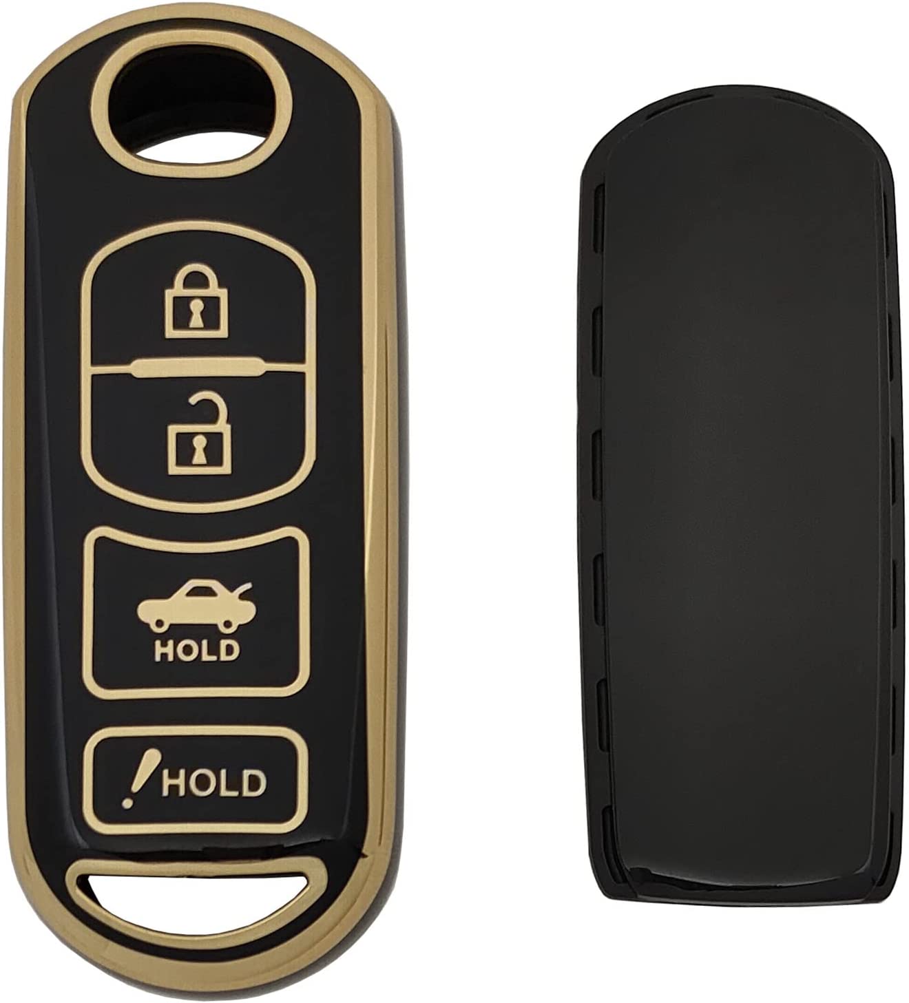 Key Fob Cover Case fit for Mazda 3 6 8 Miata MX-5 CX-3 CX-5 CX-7 CX-9 Smart Keyless Entry Key Fob - Delicate Leather