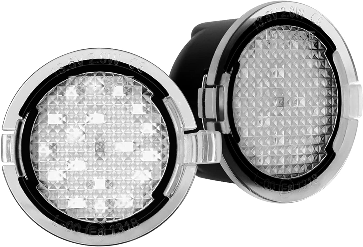 6000K Xenon White Mirror Puddle Light LED Lamp Assembly Replacement Compatible with Ford Expedition Explorer Flex Fusion Taurus and Lincoln Navigator MKS MKT MKX MKZ Mark LT LS (2pcs) - Delicate Leather