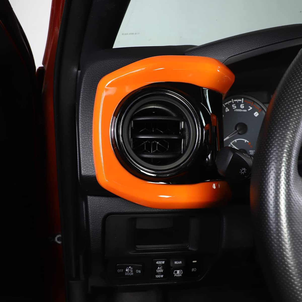 Car ABS Inner Look Central Console Dashboard Panel Cover Trim Stickers Compatible with Toyota Tacoma 2016 2017 2018 2019 2020 2021 2022 (Orange + Black) - Delicate Leather