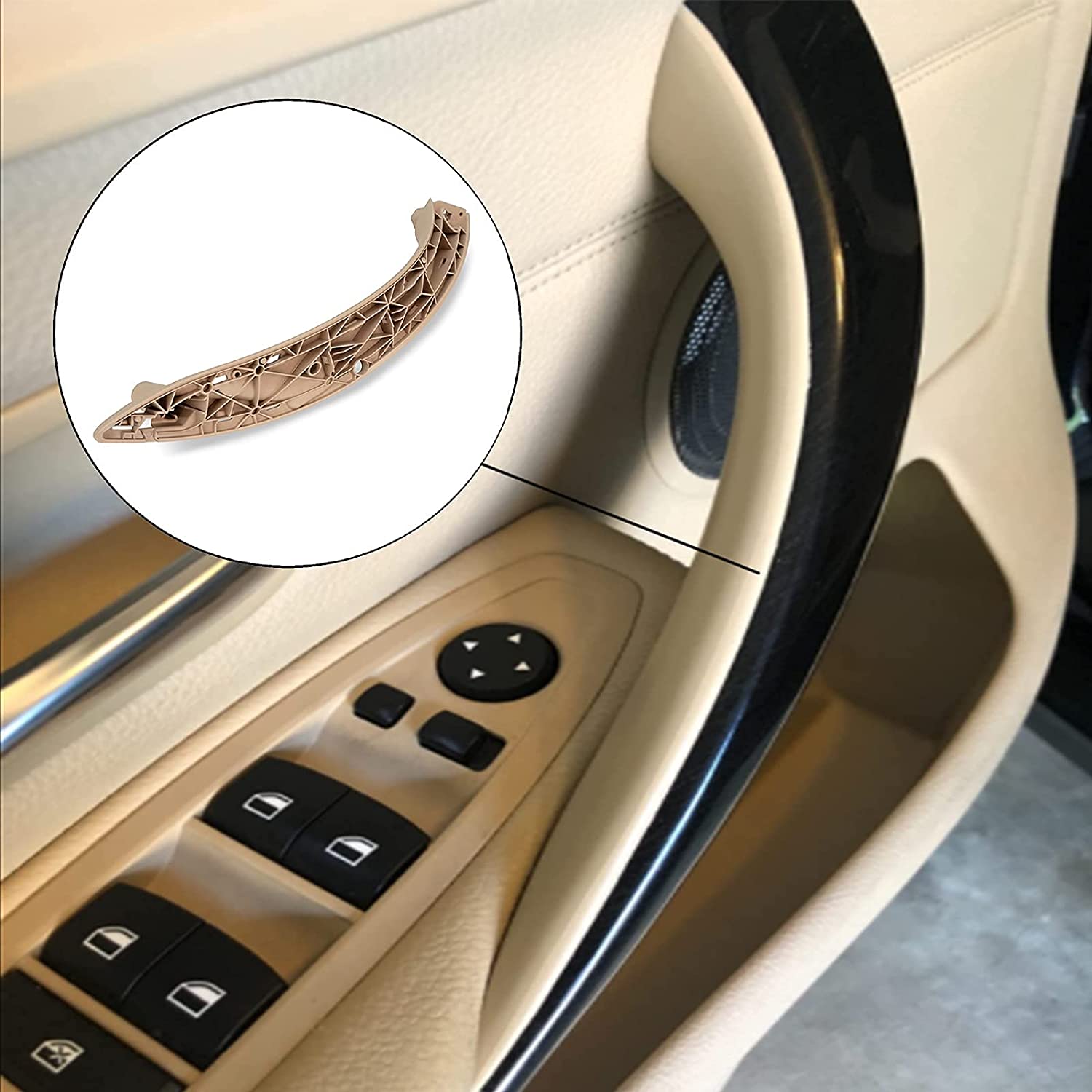 Front Left Driver Side Interior Inner Inside Door Pull Handle Grab Trim Compatible with 3 Series 4 Series 320,328,330,335,M3 2012-2018 and 428, 435,M4 2014-2017 Replace 51417279311