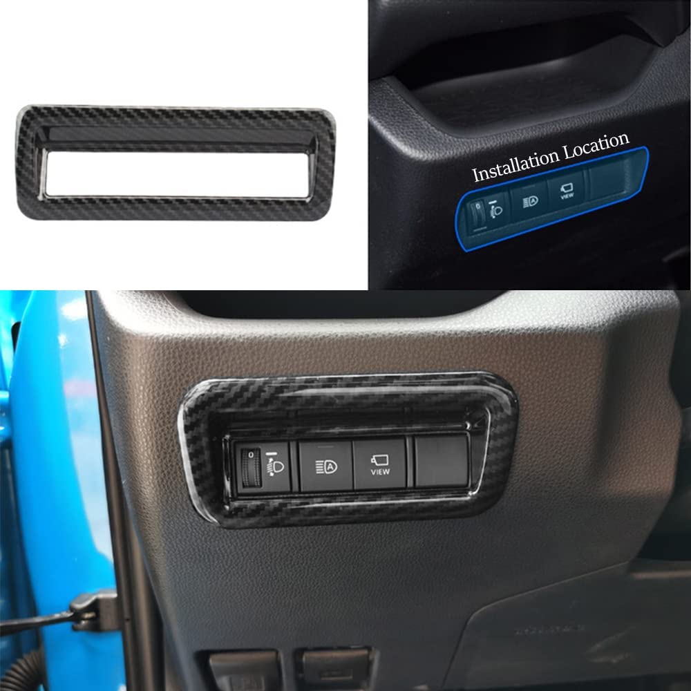 RAV4 ABS Carbon Fiber Grain Headlight Switch Button Frame Cover Trim for RAV4 2019 2020 2021 2022 Interior Accessories(1PC) - Delicate Leather