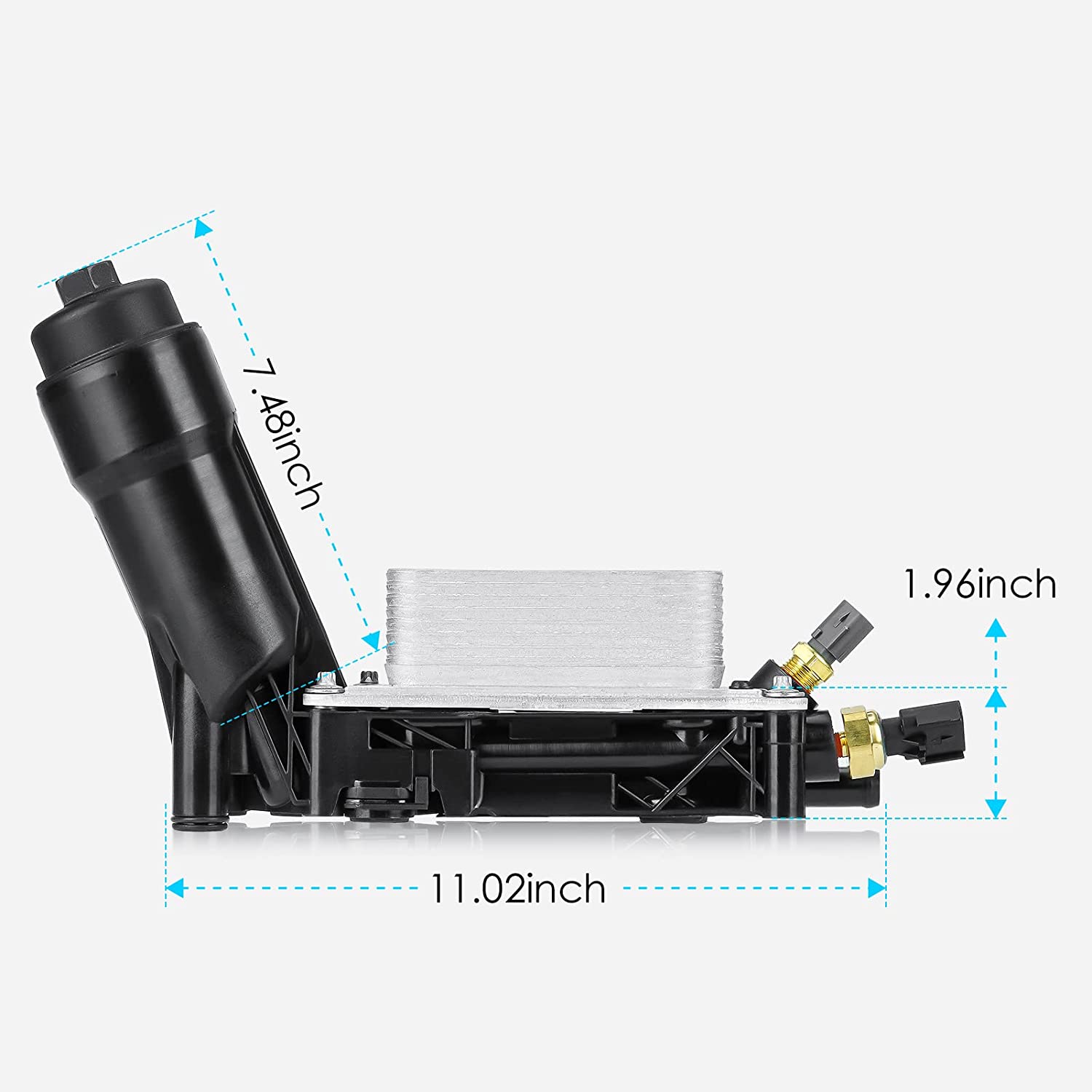 Engine Oil Cooler with Oil Filter Housing Adapter Gaskets Sensor for 2011-2013 3.6L V6 Grand Cherokee/Wrangler, Avenger/Challenger/Charger/Grand Caravan/Journey - Delicate Leather