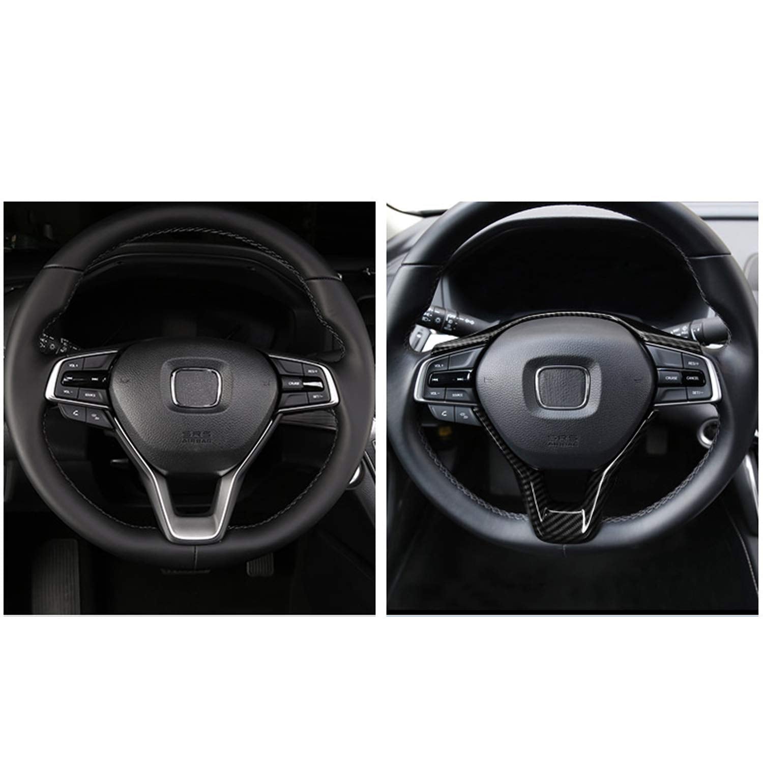 Accord 10th Gen 2018 2019 2020 2021 2022 Carbon Fiber Steering Wheel Cover Trim, fit Sedan LX Sport EX-L Touring Hybrid, 2pcs - Delicate Leather