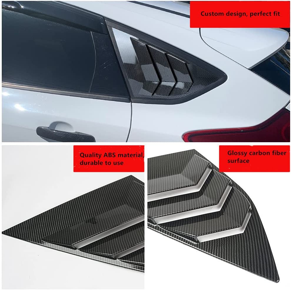 Rear Side Window Louvers Compatible for Ford Focus ST RS MK3 Hatchback Accessories 2012-2018 Air Vent Scoop Cover Louver - Delicate Leather