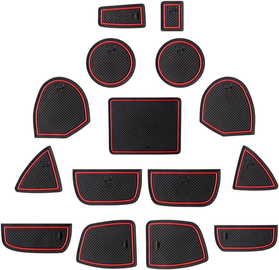 Grand Cherokee Interior Trim 15Pcs Door and Center Console Liner Mats Anti-Slip Car Slot Mats Cup Holder Inserts Auto Interior Anti-Dust Mats for Grand Cherokee 2016-2021 - Delicate Leather