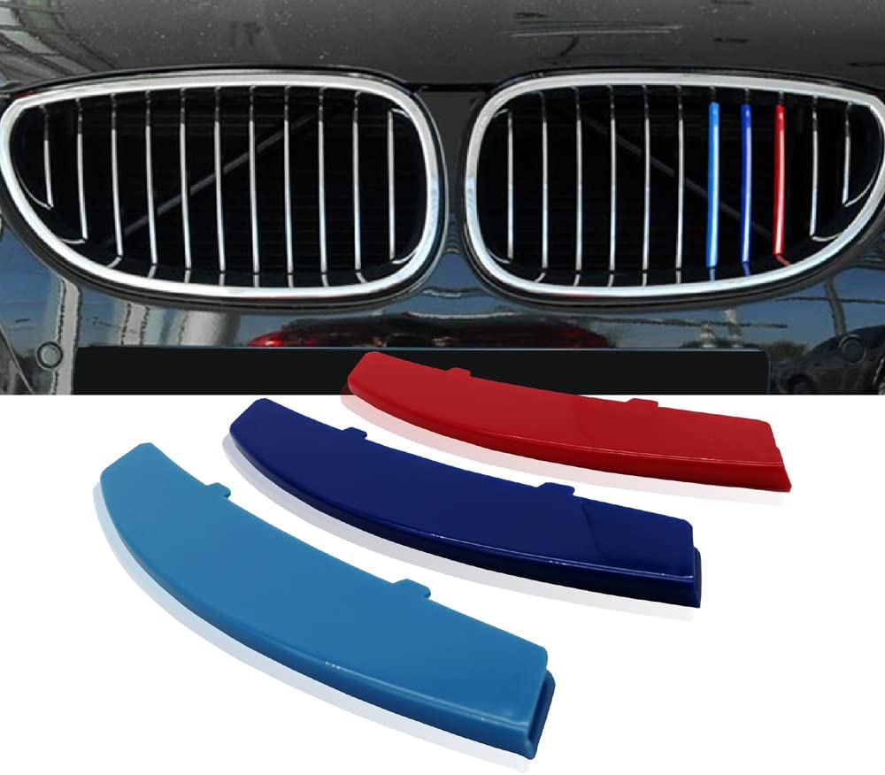 M-Colored Stripe Grille Insert Trims Compatible with 2004-2010 E60 5 Series 11 Beams Standard Grill - Delicate Leather