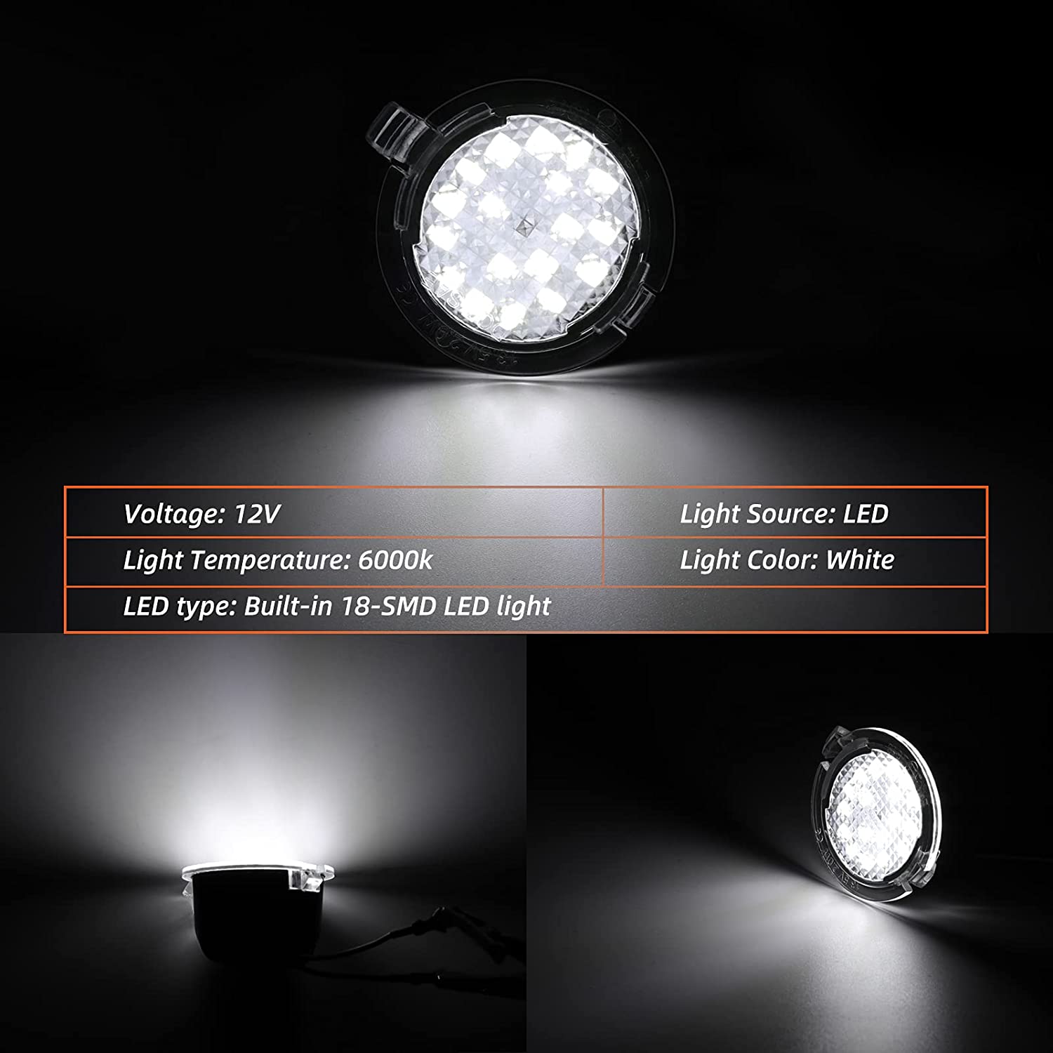 6000K Xenon White Mirror Puddle Light LED Lamp Assembly Replacement Compatible with Ford Expedition Explorer Flex Fusion Taurus and Lincoln Navigator MKS MKT MKX MKZ Mark LT LS (2pcs) - Delicate Leather