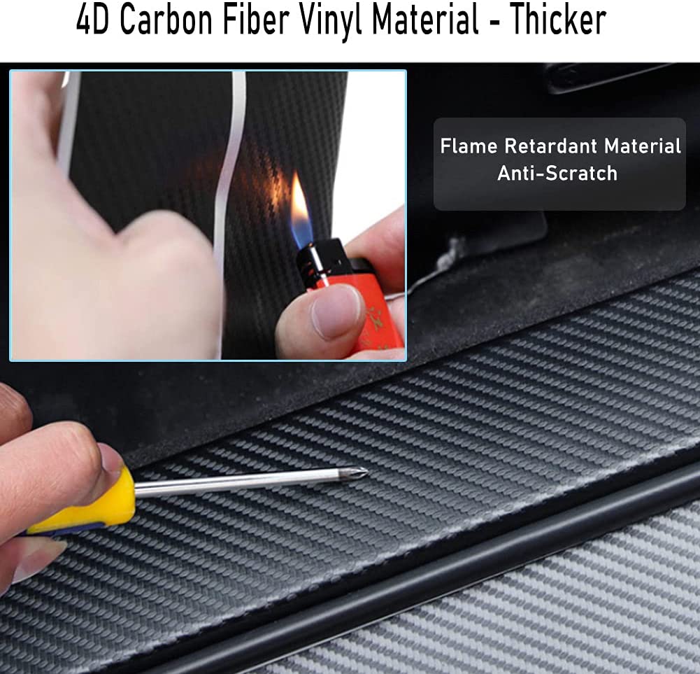 4PCS Carbon Fiber for Camaro Door Sill Scratch Protector, Threshold Protection Sticker Reflective Decoration Door Sill Threshold Scratch Pad Film, FJ, Universal Size - Delicate Leather