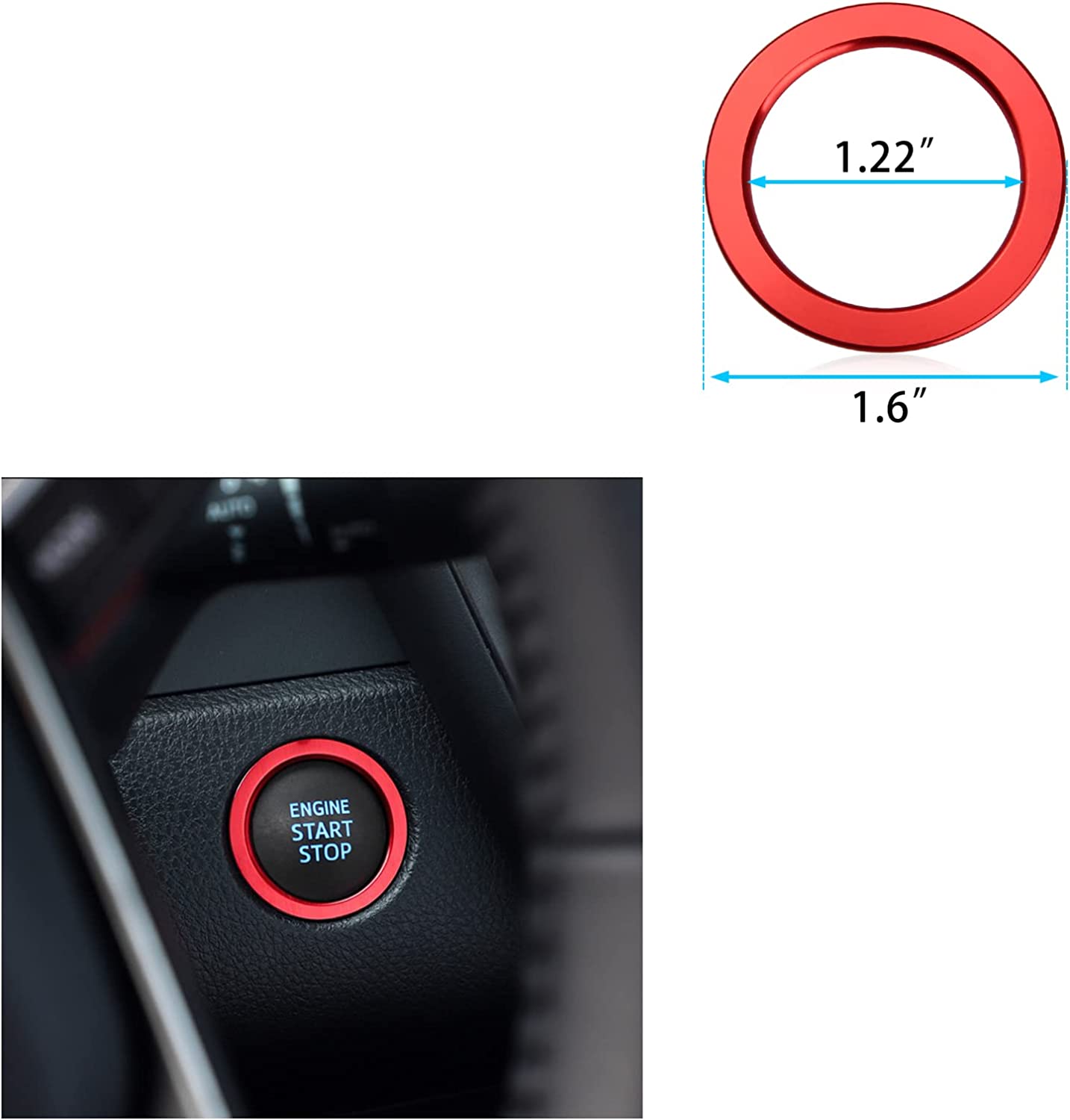 3Pcs Compatible with Camry 2023 2022 2021 Accessories Car Auto Air Conditioning AC Button Cover Trims with Engine Start Stop Push Button Switch Cover Ring Sporty - Delicate Leather