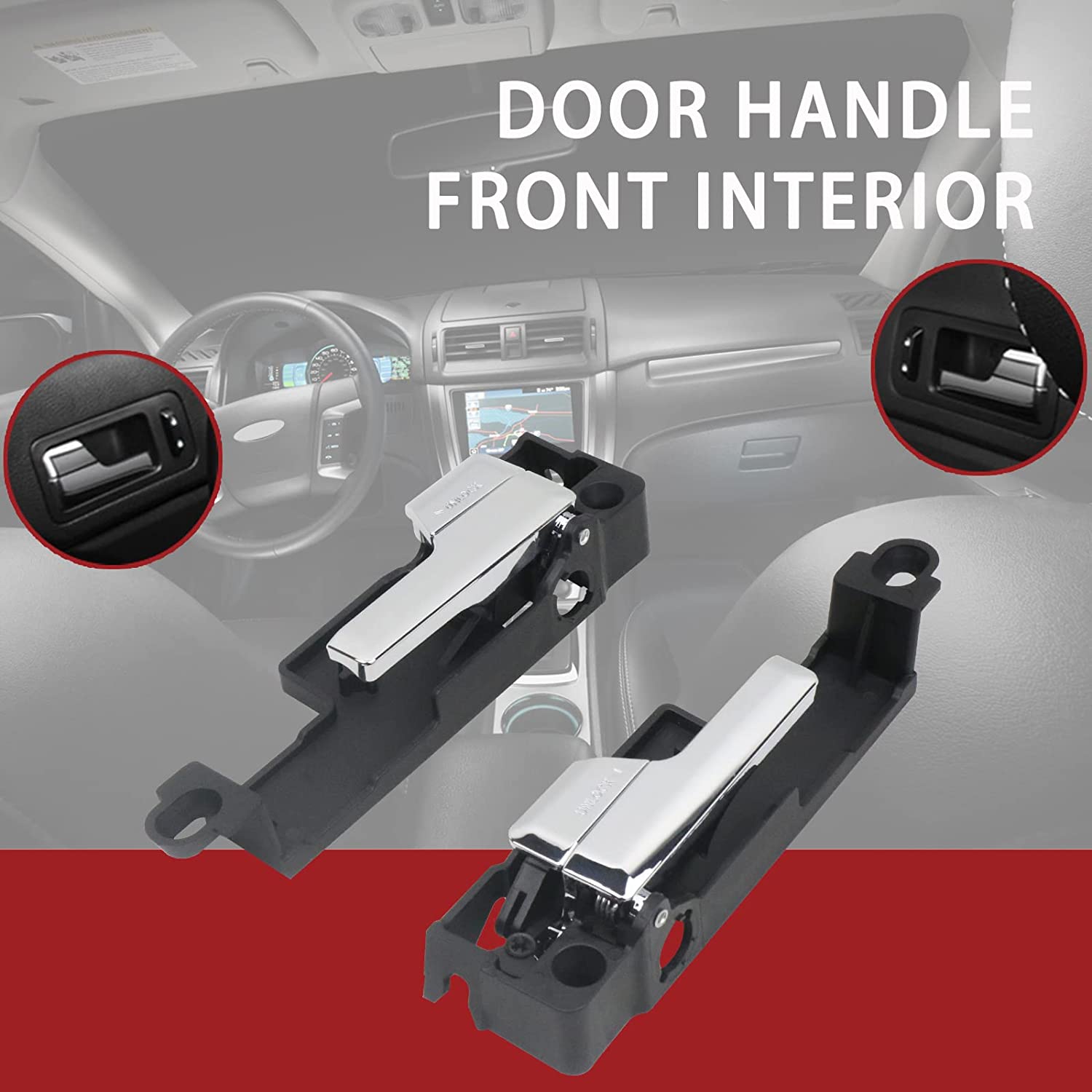 Interior Door Handle Front Left & Right Side (1 Pair) Compatible with 2006-2012 Ford Fusion,2007-2012 Lincoin MKZ,2006 Lincoin Zephyr,2006-2012 Mercury Milan - Delicate Leather