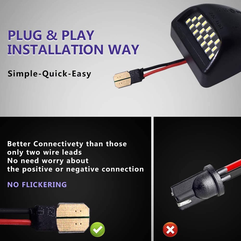 2x LED License Plate Light Lamp Assembly Replacement Accessories Compatible with Silverado 1500 2500 3500 Suburban Tahoe Sierra 1500 2500 3500 Yukon XL Escalade - Delicate Leather