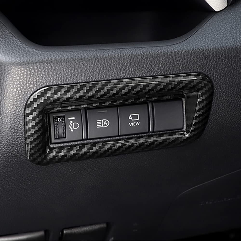 RAV4 ABS Carbon Fiber Grain Headlight Switch Button Frame Cover Trim for RAV4 2019 2020 2021 2022 Interior Accessories(1PC) - Delicate Leather