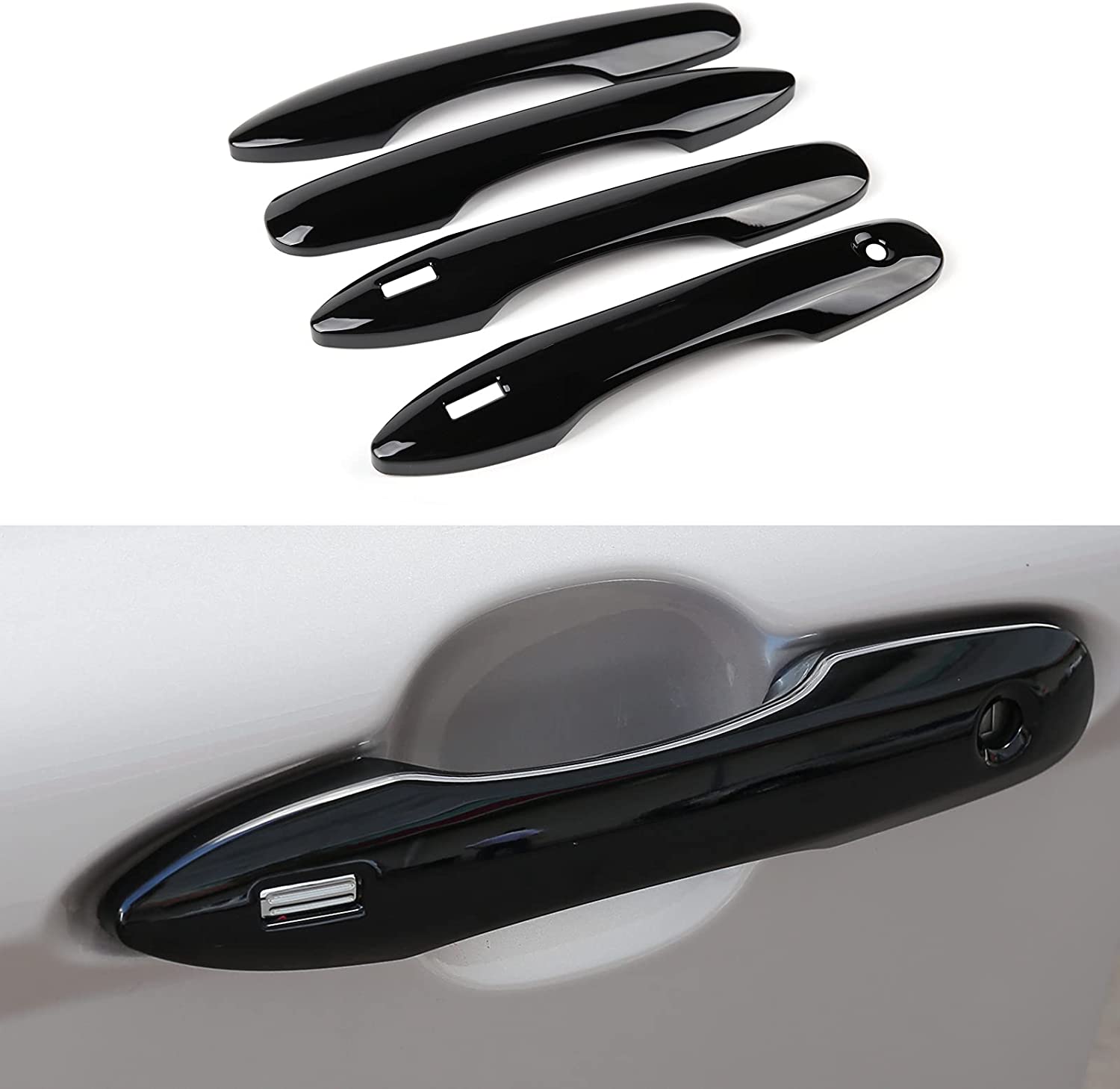 Door Handle Covers Car Exterior Grab Handles Protection Shell for Camry 2018-2022, 2019-2022 Corolla, 2019-2022 Avalon with Two Smart Entry Buttons - Delicate Leather