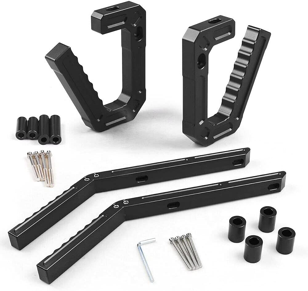 Aluminum Front & Rear Handles Grab Grab Bar Handle Kit Compatible with 2007 - 2018 Wrangler JK - Delicate Leather