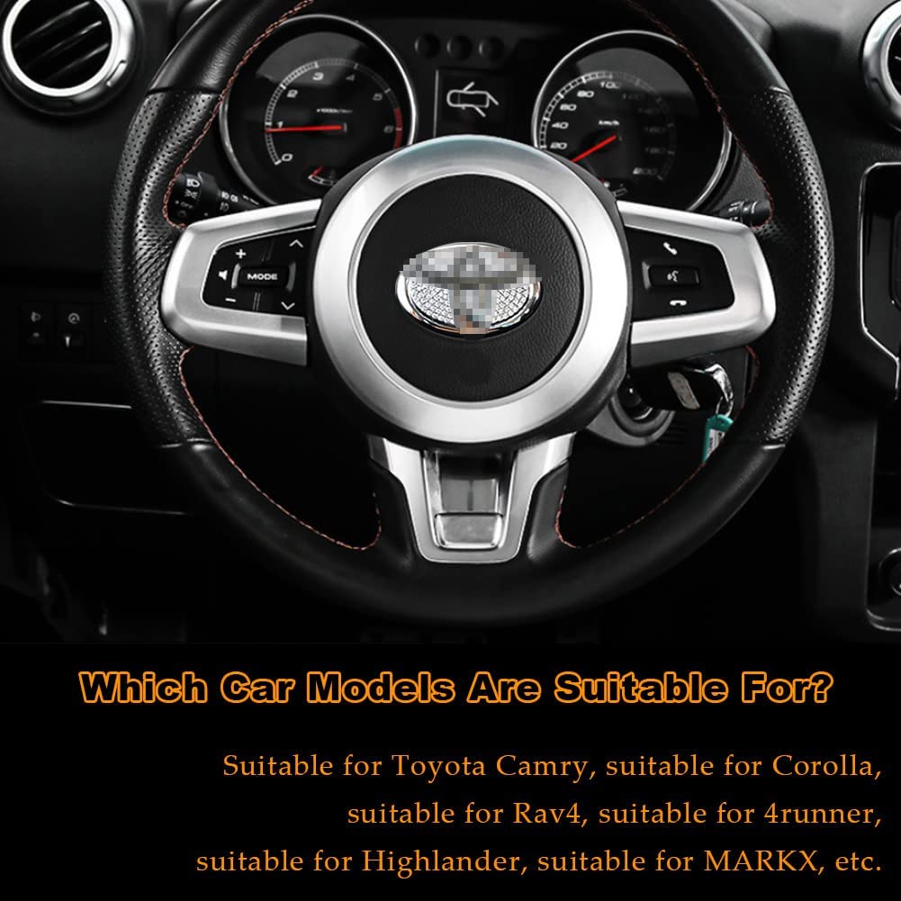 3Pcs Bling Car Steering Wheel Diamond Decal Cover Sticker Accessories Compatible with Camry, Corolla, Rav4, Tundra RAV 4, Highlander - Delicate Leather